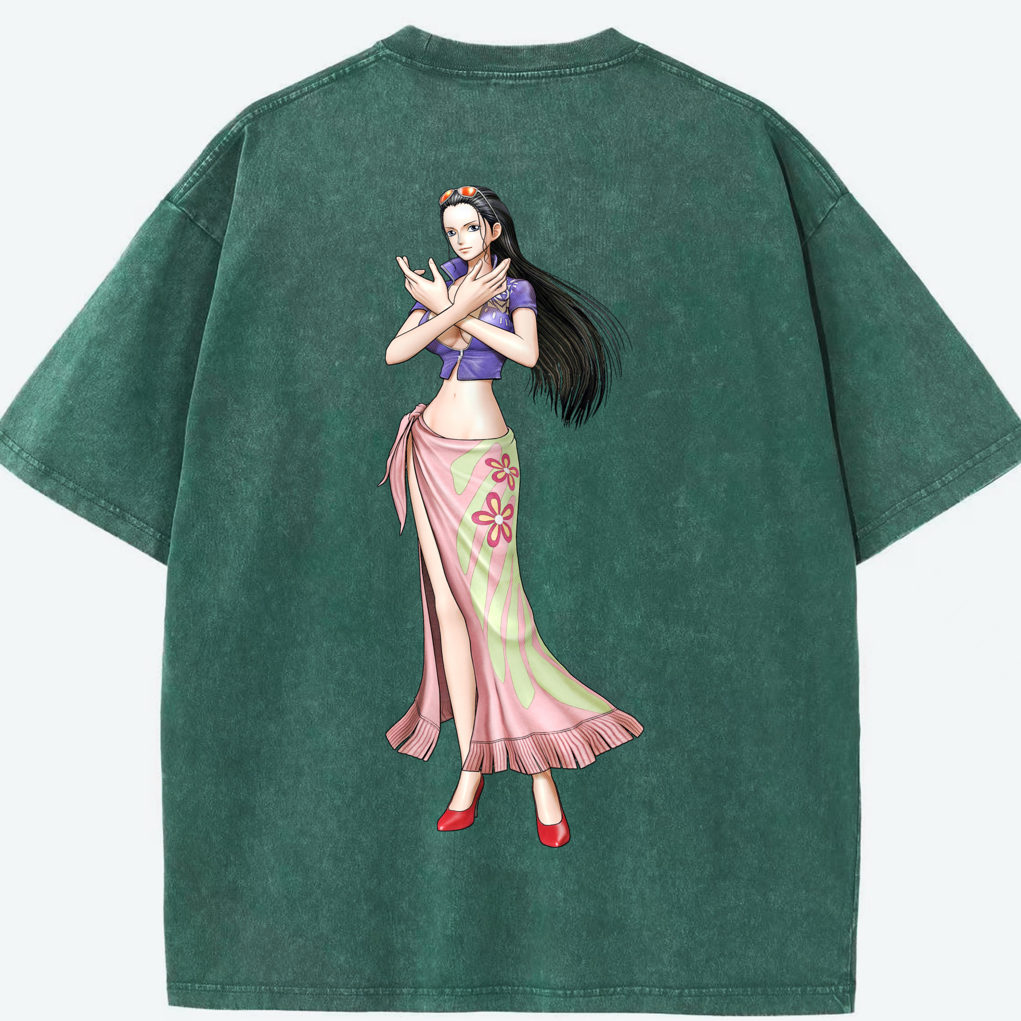 ワンピース ニコ・ロビン ONE PIECE Nico Robin 綿100% ヴィンテージ風 半袖Tシャツ（背面プリント）